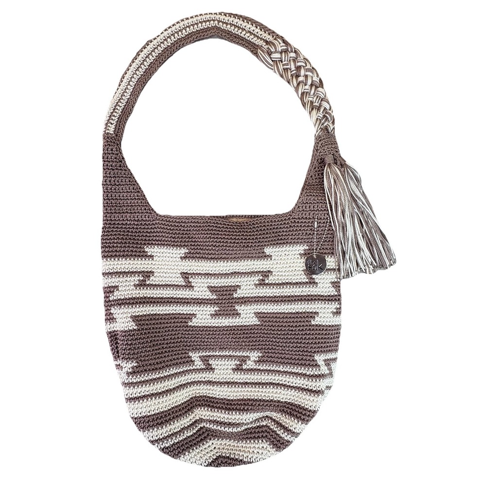 The Sak Ragam Handmade Crochet Back to Bali 120 Hobo Bag Brown & Tan